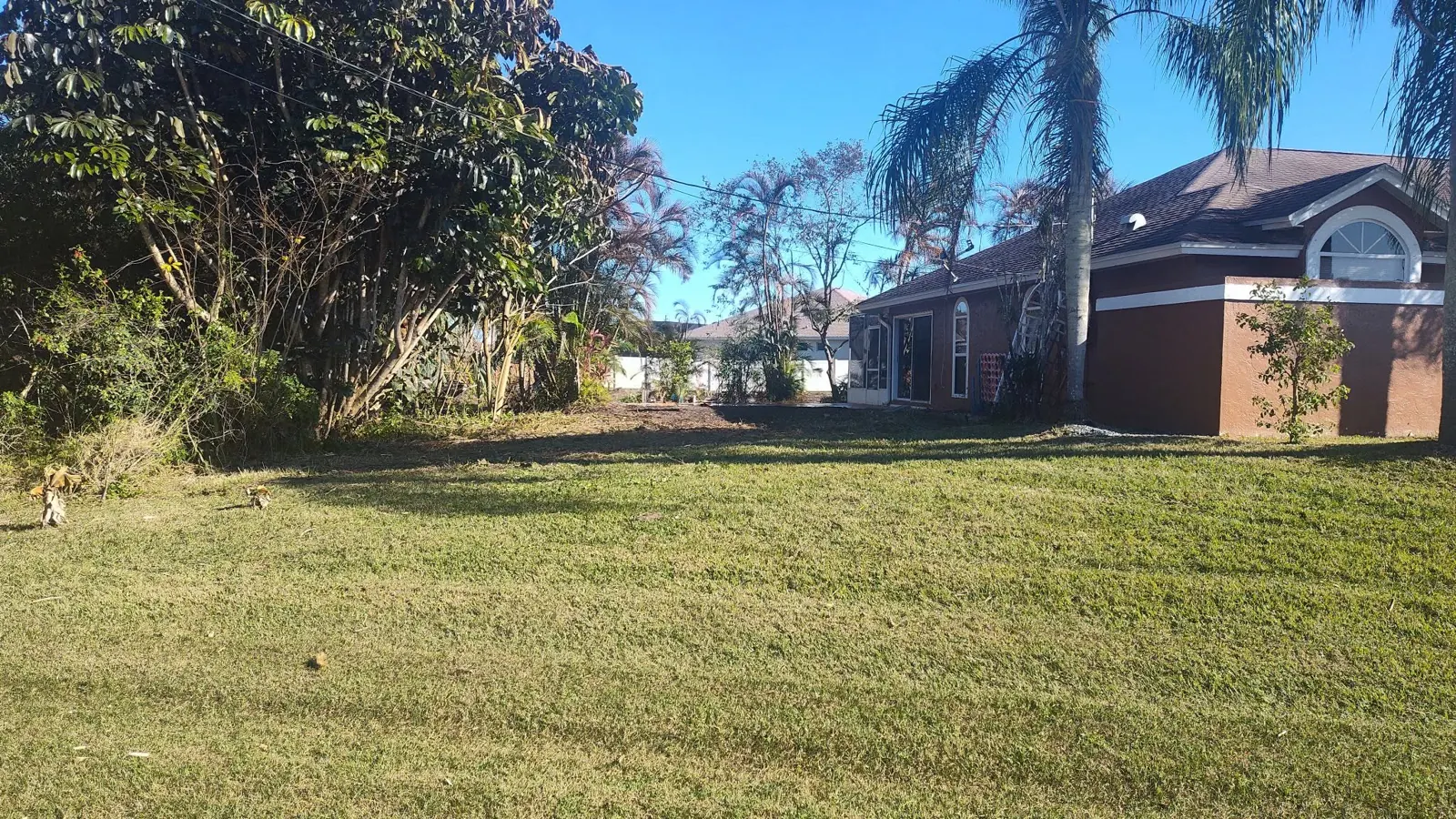 View across the yard at the pool-removal property