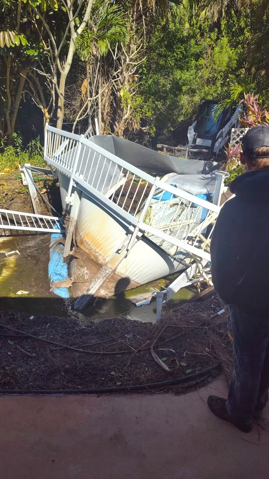 Pool framework beside the property work area